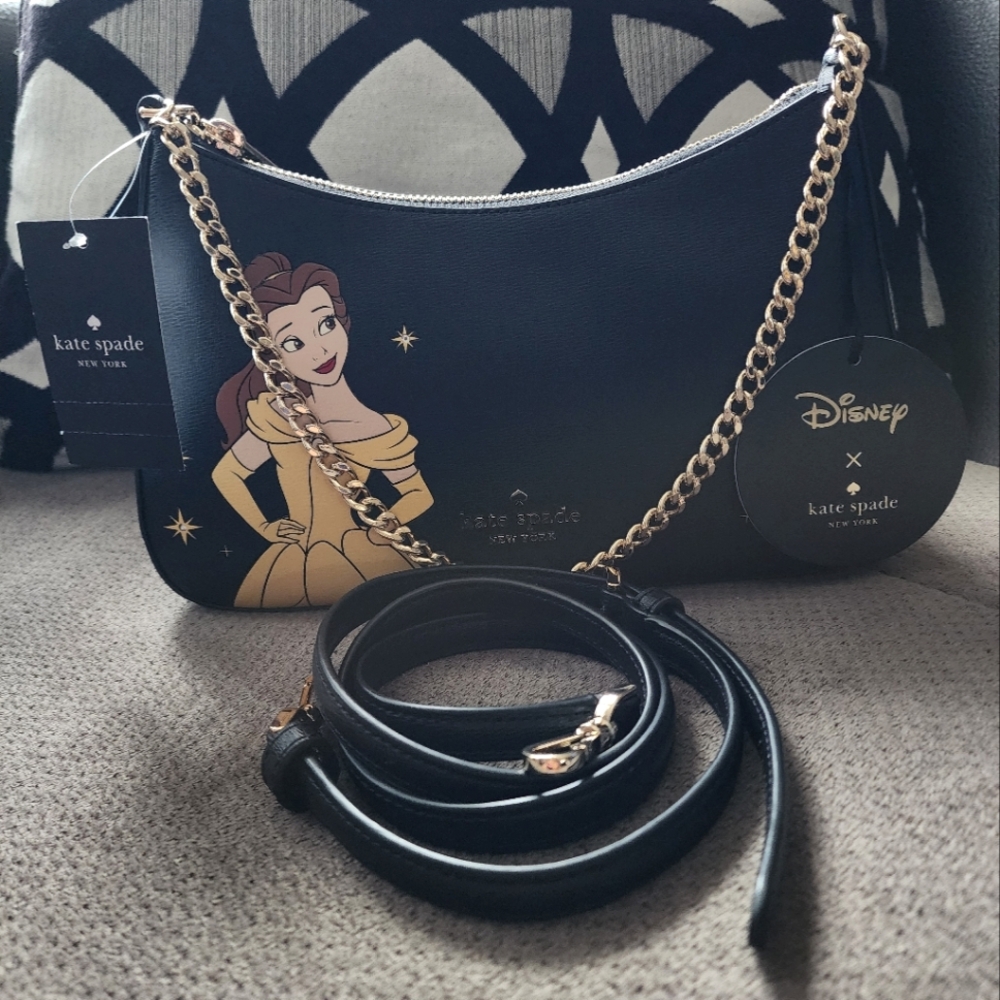 NWT Disney X Kate Spade New York Beauty And The Beast Convertible Crossbody 💛🖤